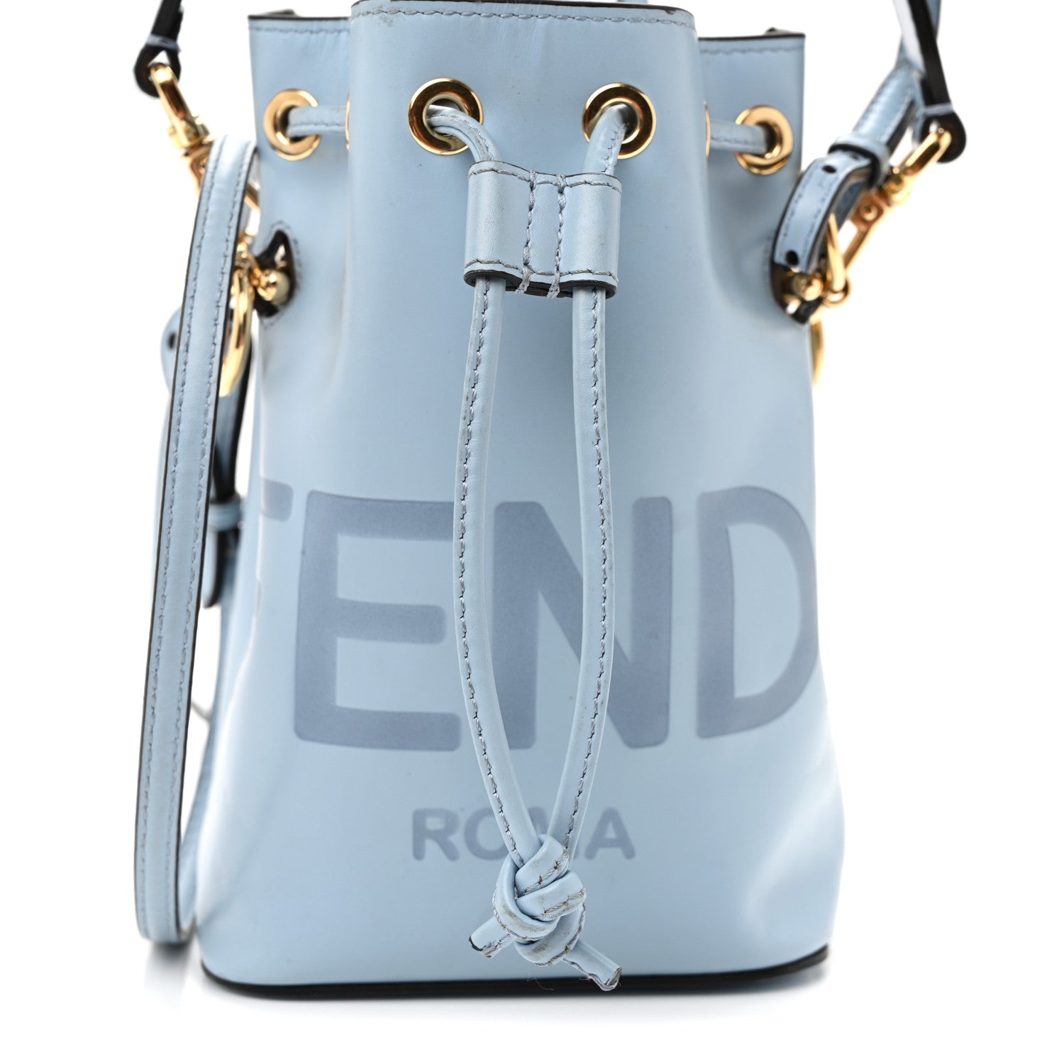 Vitello King F is Fendi Logo Embossed Mini Mon Tresor Bucket Bag Azzurro Baby Azzurro Baby - Image 8