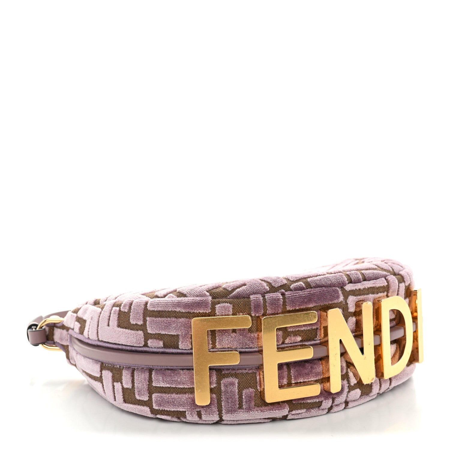 Velluto Jacquard F is Fendi Vitello Grace Mini Fendigraphy Hobo Bag Dusty Mauve - Image 4