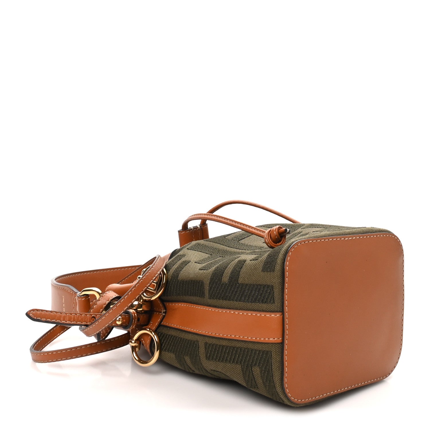 Canvas Vitello King F is Fendi FF Embroidered Mini Mon Tresor Bucket Bag Amazzonia Cuoio - Image 4