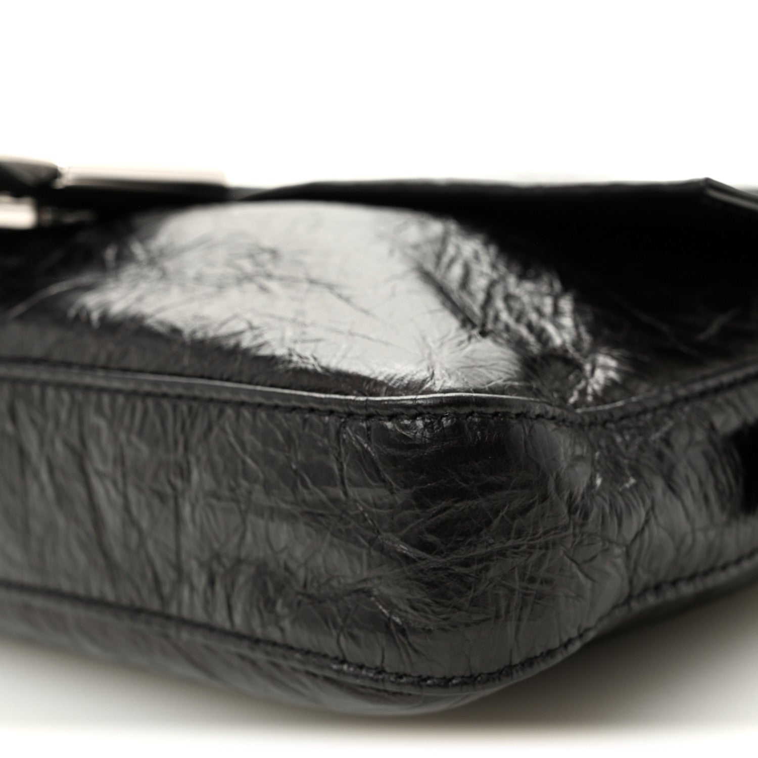 Crackled Calfskin Baguette 26424 Black - Image 10