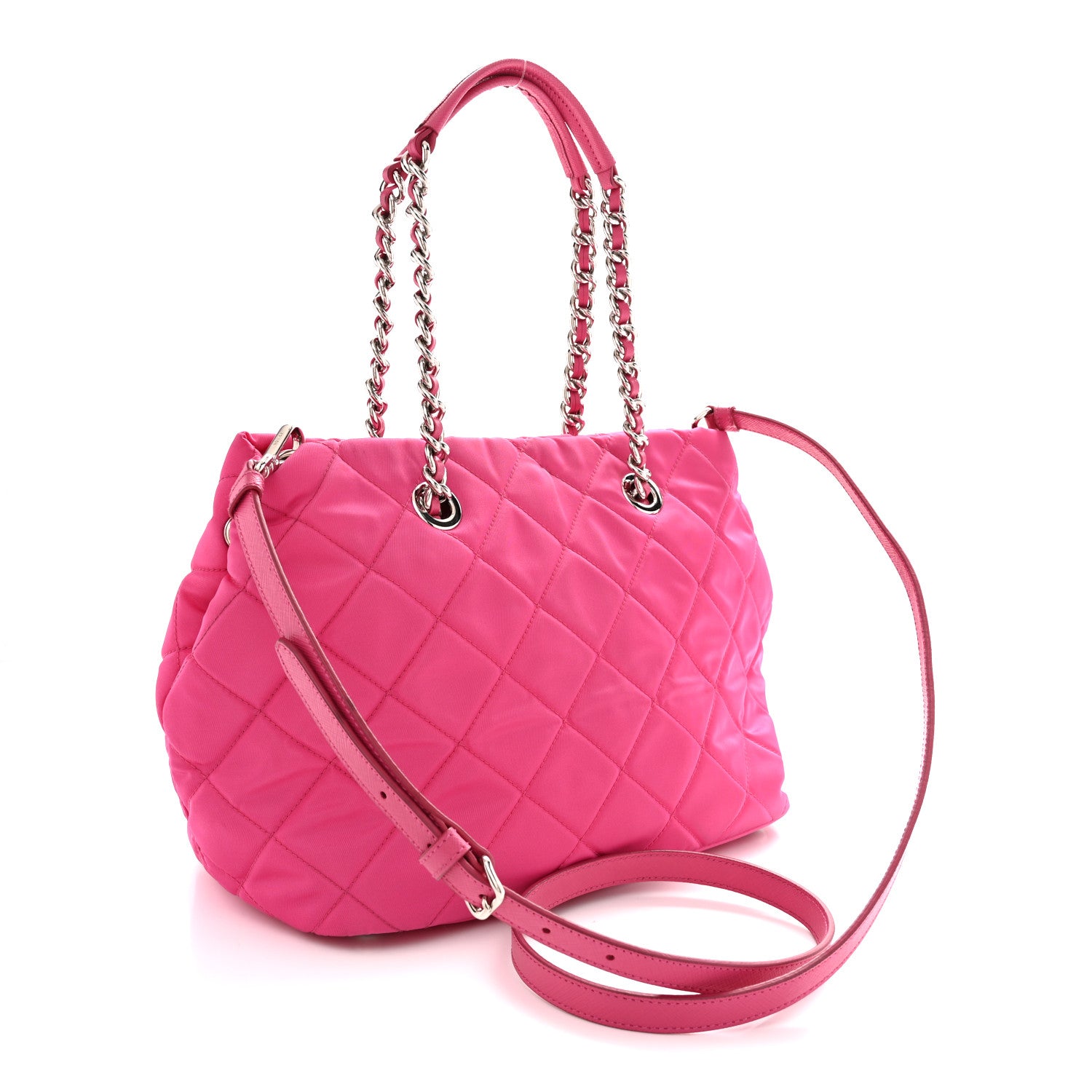 Tessuto Nylon Quilted Shopping Tote Fuxia - Image 3