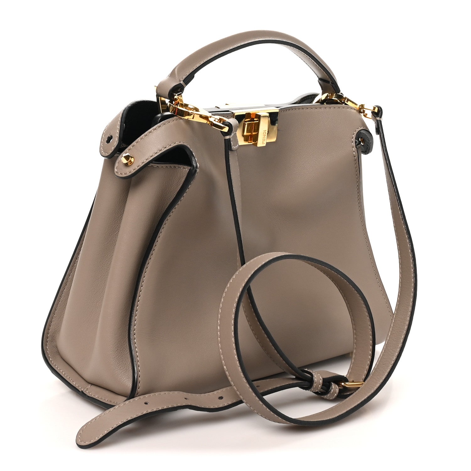 Vitello Tahiti Burro Medium Peekaboo Iconic Essentially Satchel Tortora Black - Image 3