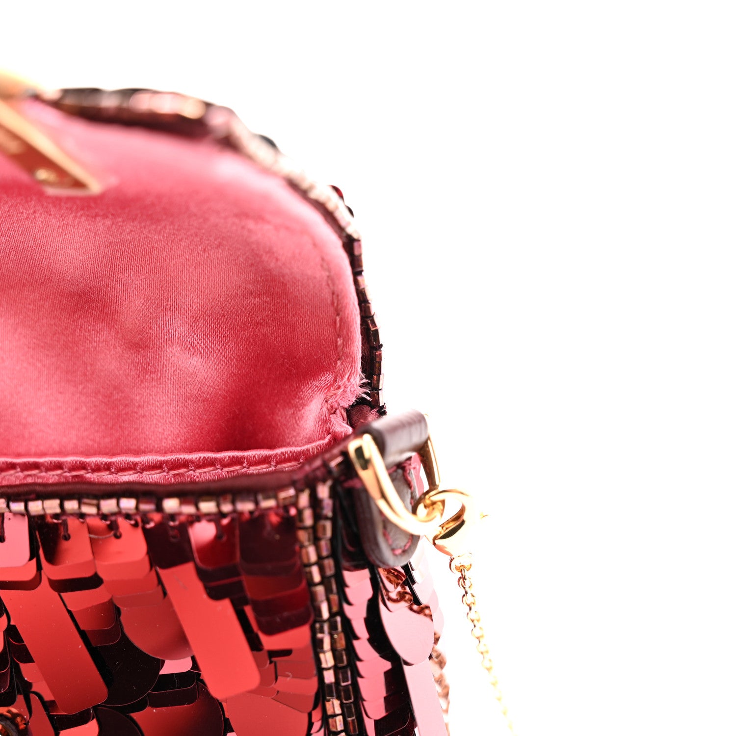 Sequin Paillettes Shiny Nappa Sex and the City Nano Maxi Buckle Baguette Charm Granata - Image 10