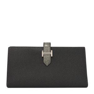 Epsom Matte Alligator Bearn Touch Gusset Wallet Graphite Gris Ciment