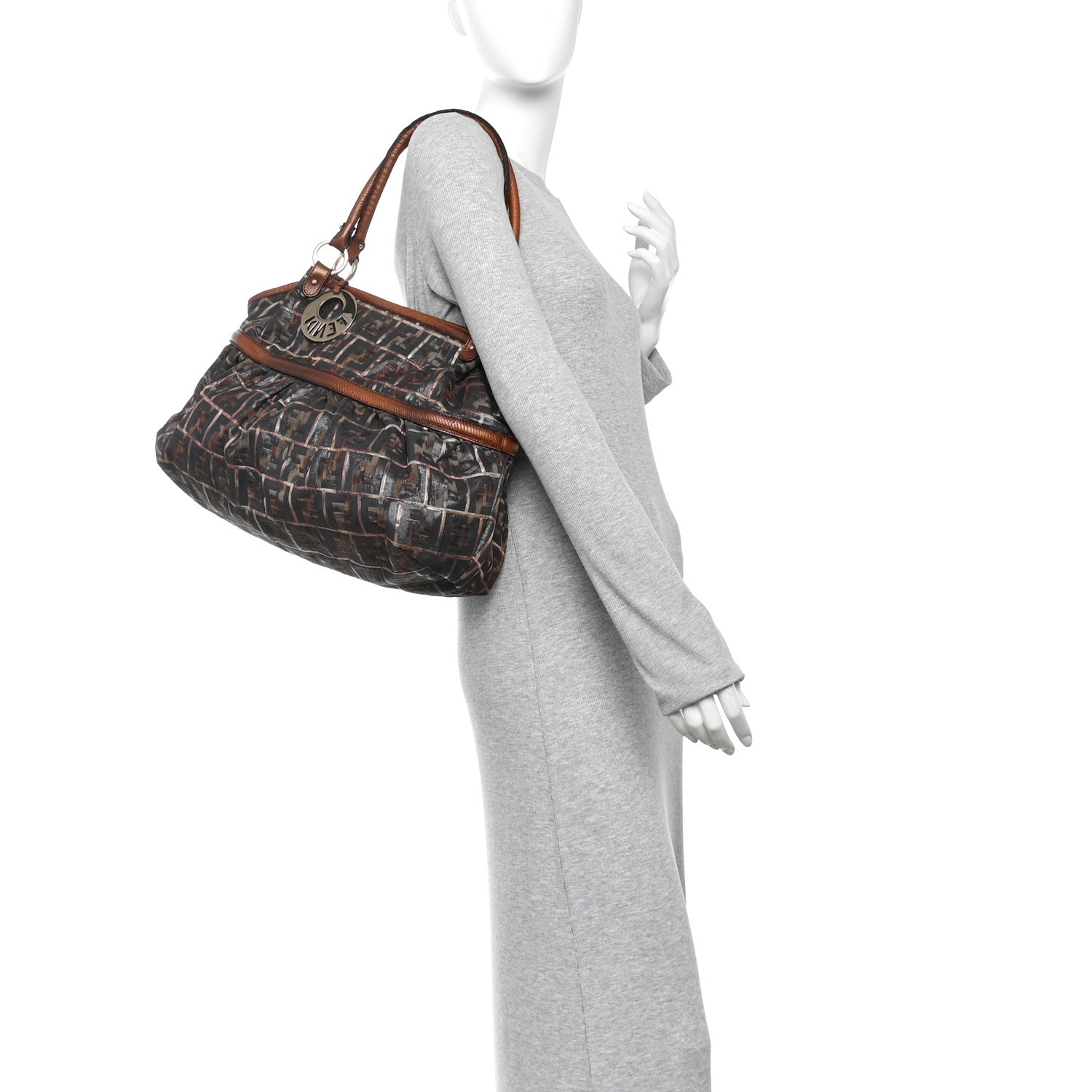 Zucca Calfskin Crocodile Embossed Large Chef Shopper Tote Tobacco - Image 2