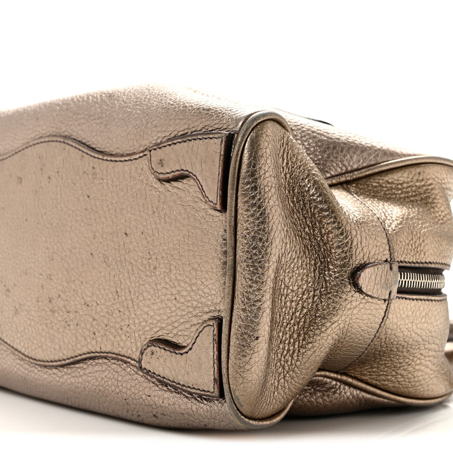 Metallic Vitello Daino Braided Bowler Piombo - Image 10