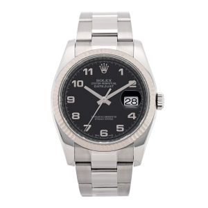 Stainless Steel 18K White Gold 36mm Oyster Perpetual Datejust Watch Black 116234