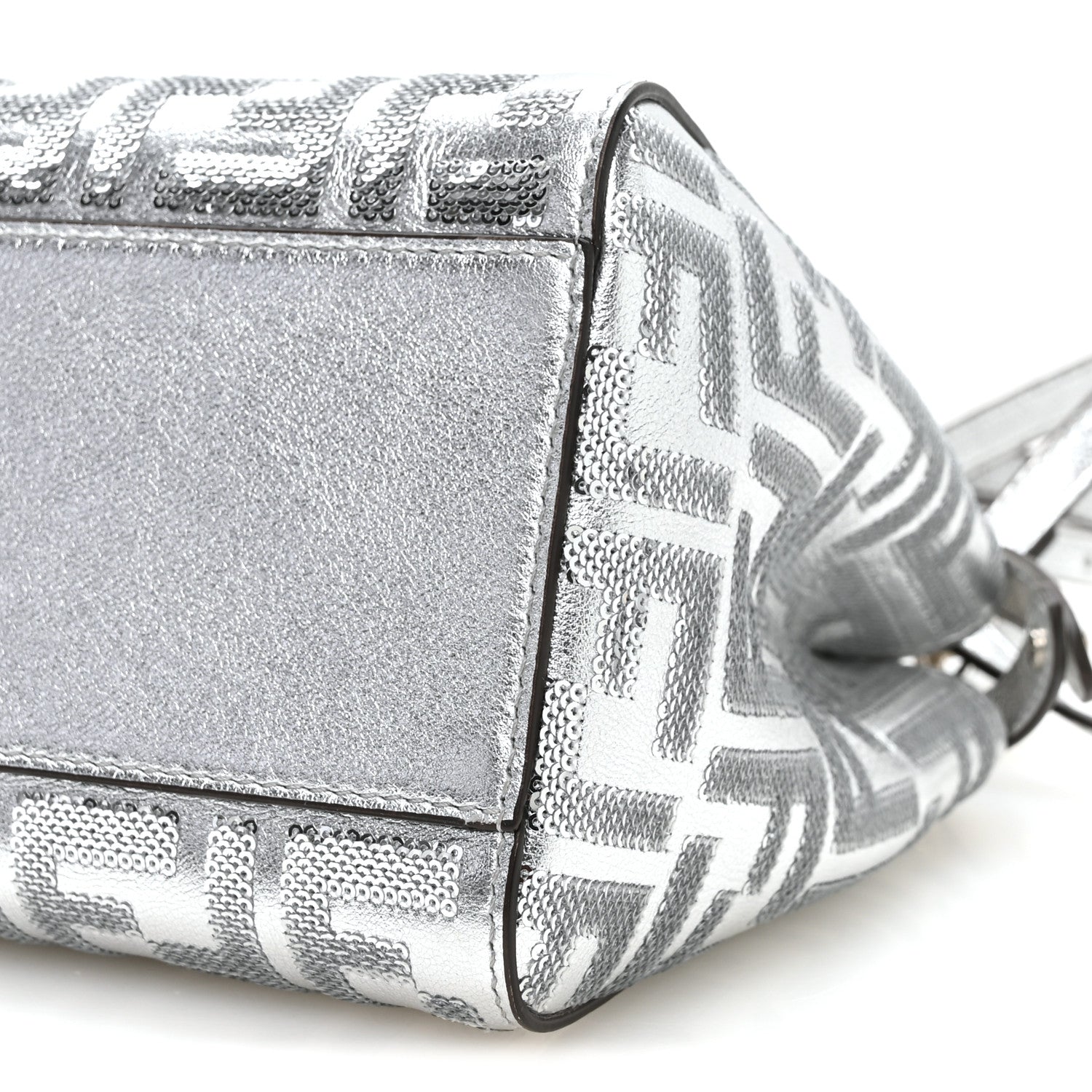 Vitello Catalan Mirror Sequin FF 1974 Embroidered Mini Peekaboo Iconic Satchel Argento - Image 10