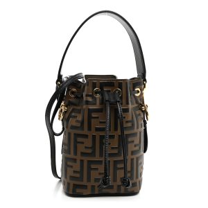 Vitello Liberty F is Fendi Bi-Color FF 1974 Embossed Mini Mon Tresor Bucket Bag Maya Black