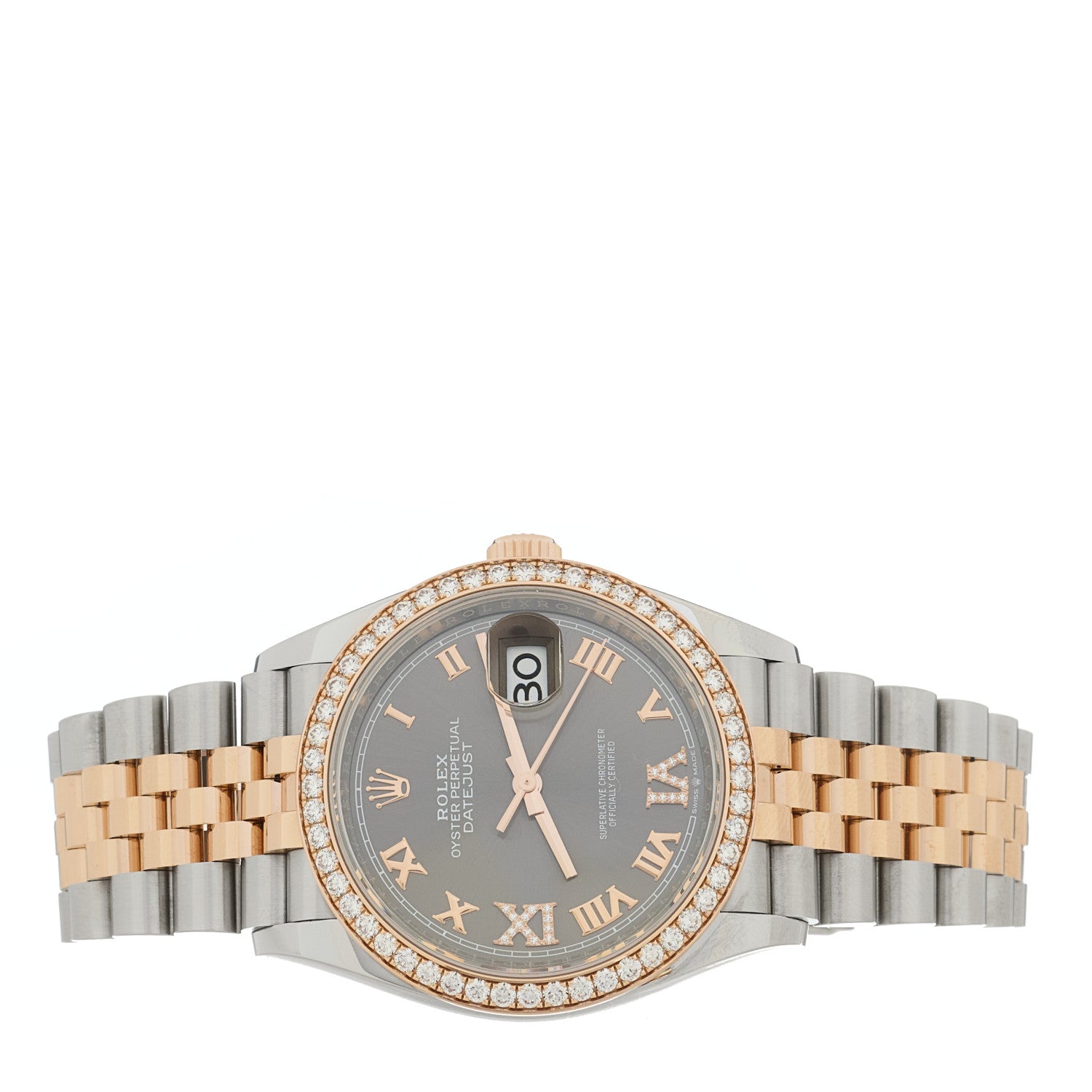 Stainless Steel 18K Everose Gold Diamond 36mm Oyster Perpetual Datejust Watch Rhodium Roman 126281RBR - Image 2