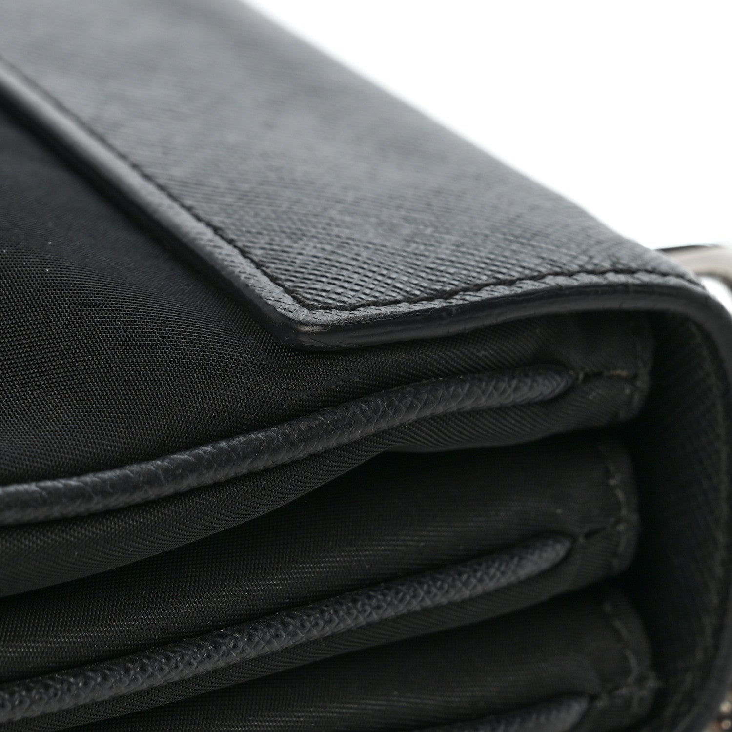Saffiano Tessuto Nylon Chain Shoulder Bag Black - Image 15