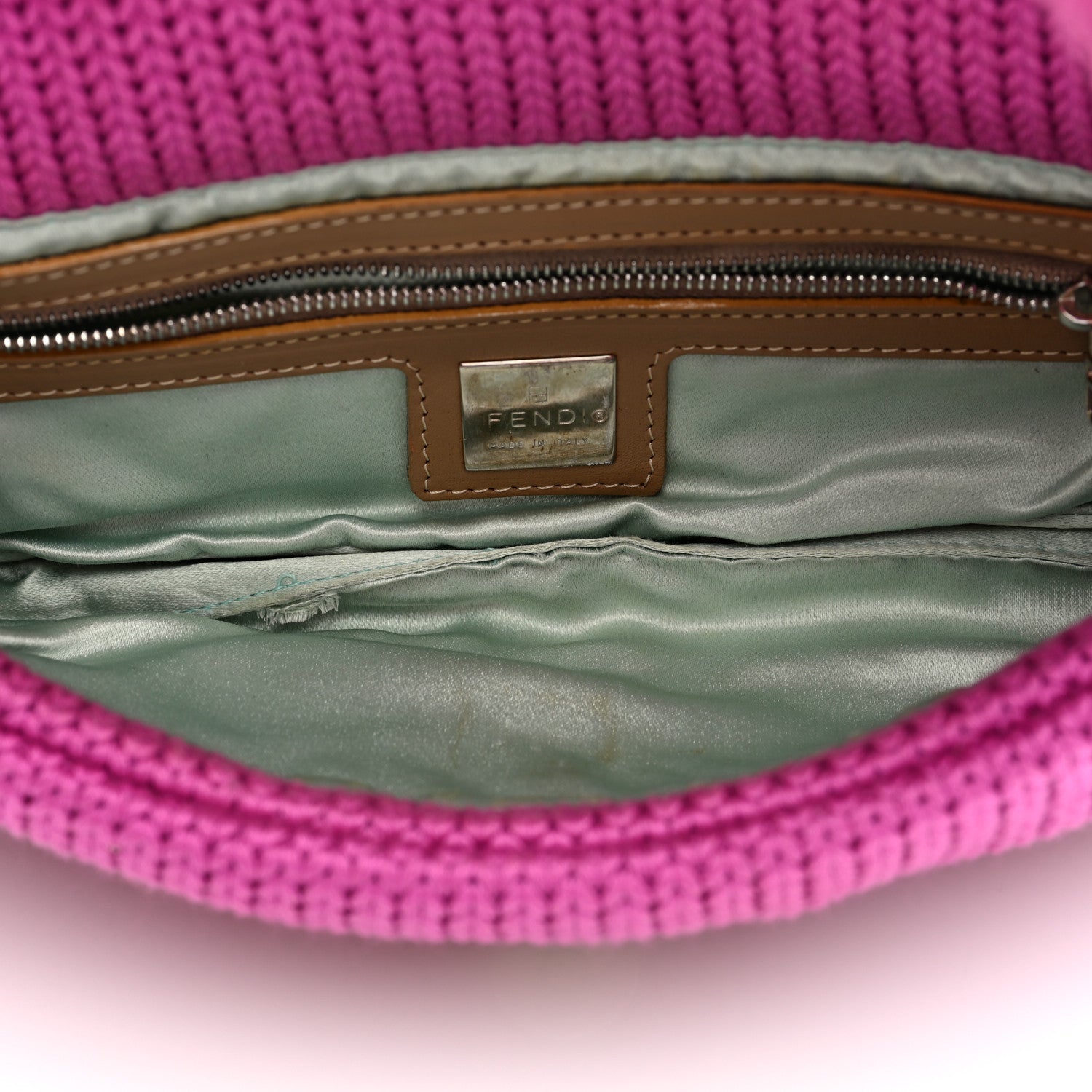 Wool Crochet Knit FF Pochette Pink - Image 5