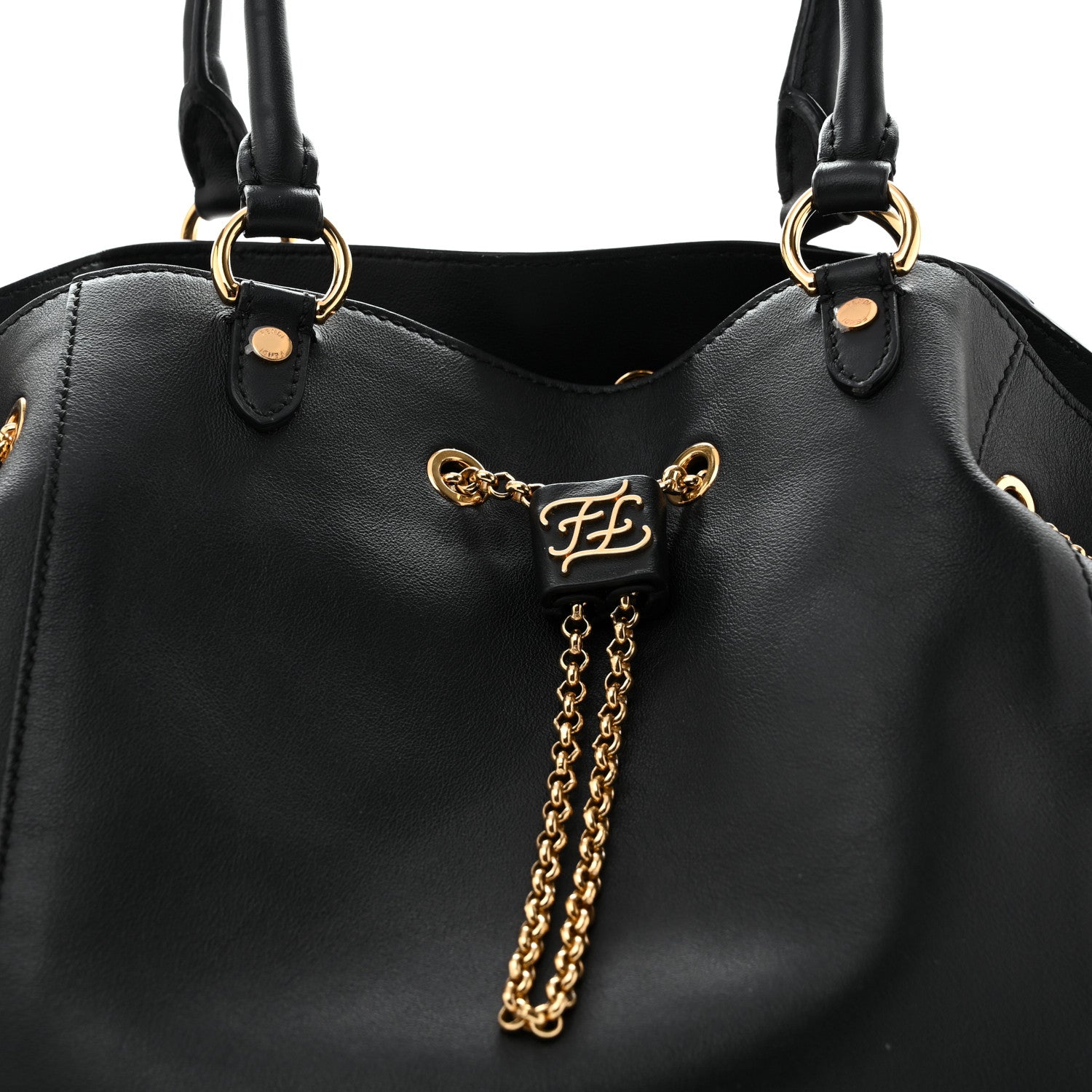 Vitello Grace King Karligraphy Chain Bucket Bag Black Bisquit - Image 8