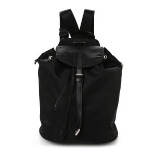 Nylon Vela Saffiano Small Cinch Backpack Black