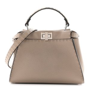 Cuoio Romano Snakeskin Selleria Mini Peekaboo Iconic Satchel Corda White