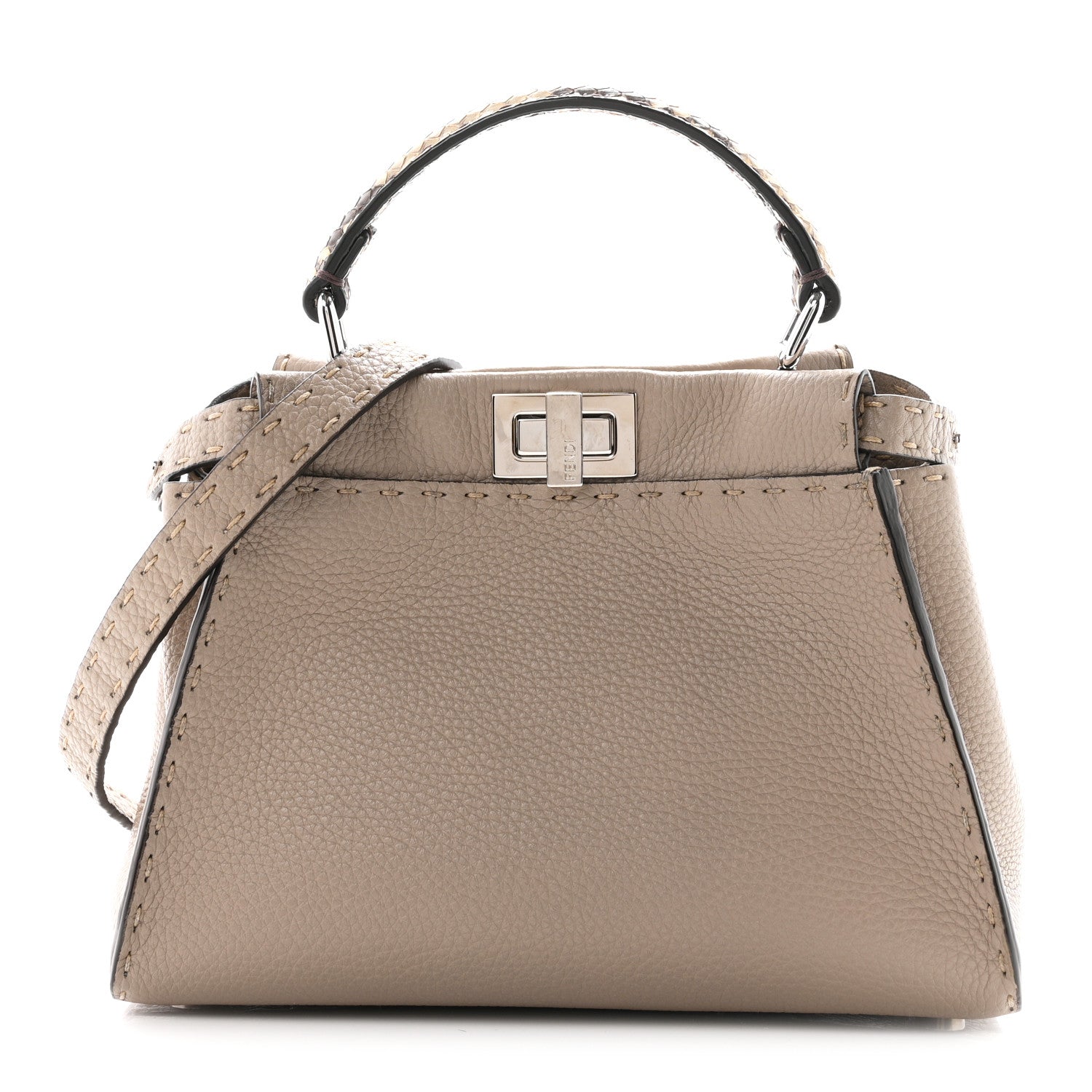 Cuoio Romano Snakeskin Selleria Mini Peekaboo Iconic Satchel Corda White