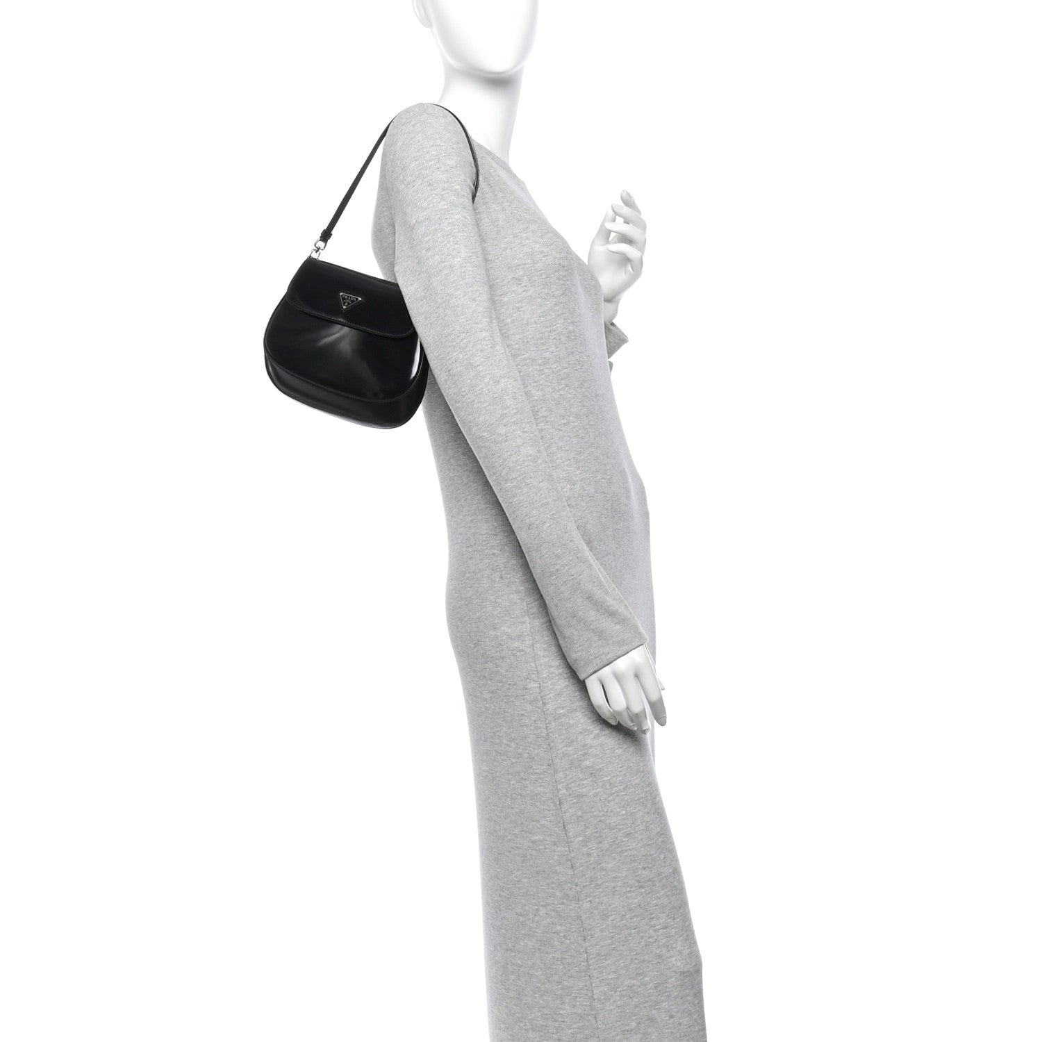 Spazzolato Cleo Flap Shoulder Bag Black - Image 2