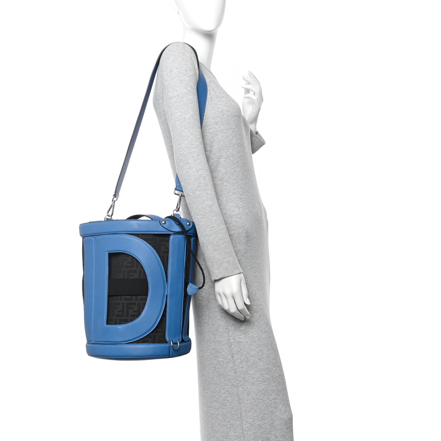 Jacquard Vitello Logo Bucket Bag Fiordaliso - Image 2