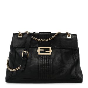 Vitello Acqua Maxi Baguette Shoulder Bag Black