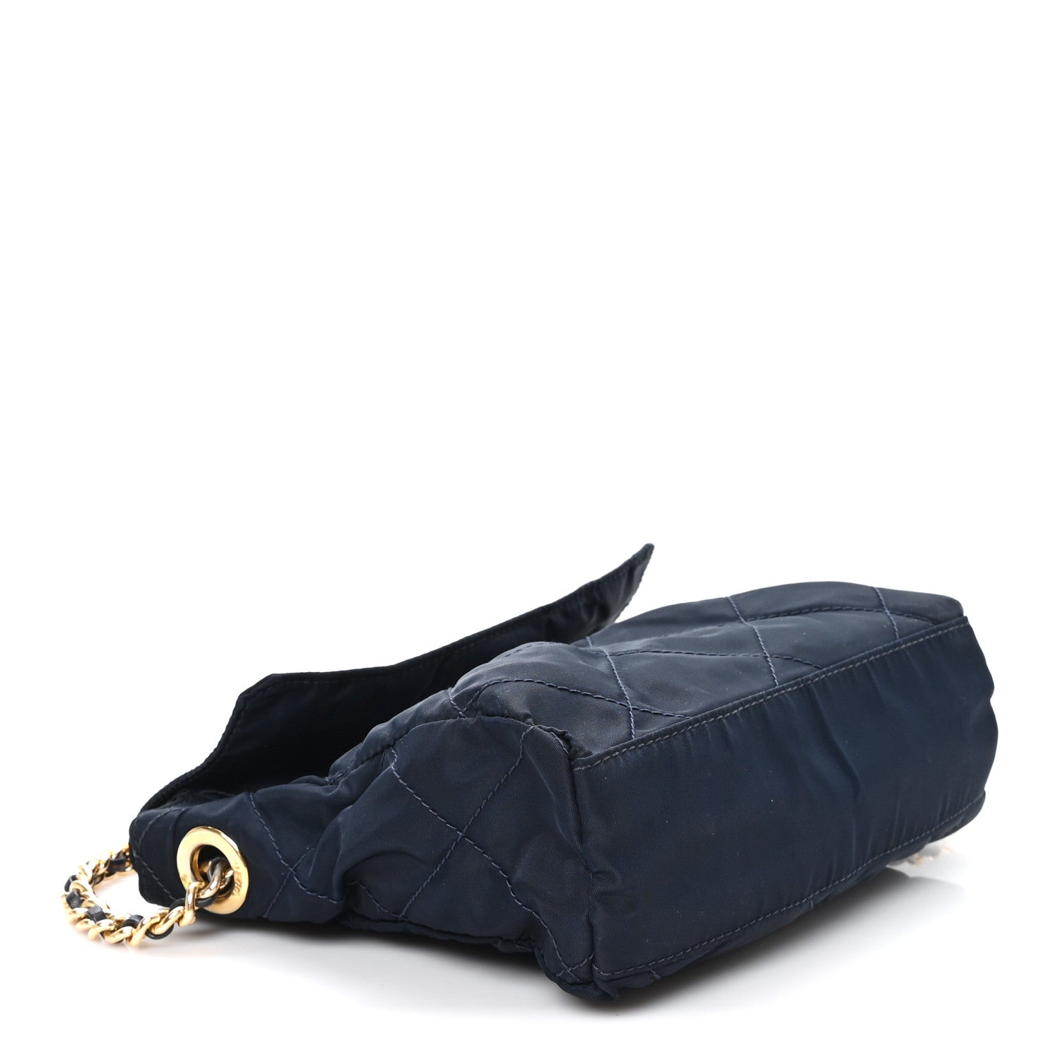 Nylon Tessuto Impuntu Quilted Flap Shoulder Bag Blue - Image 4