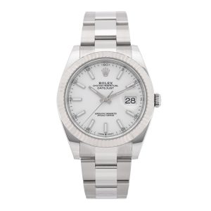 Stainless Steel 18K White Gold 41mm Oyster Perpetual Datejust Watch Silver 116334