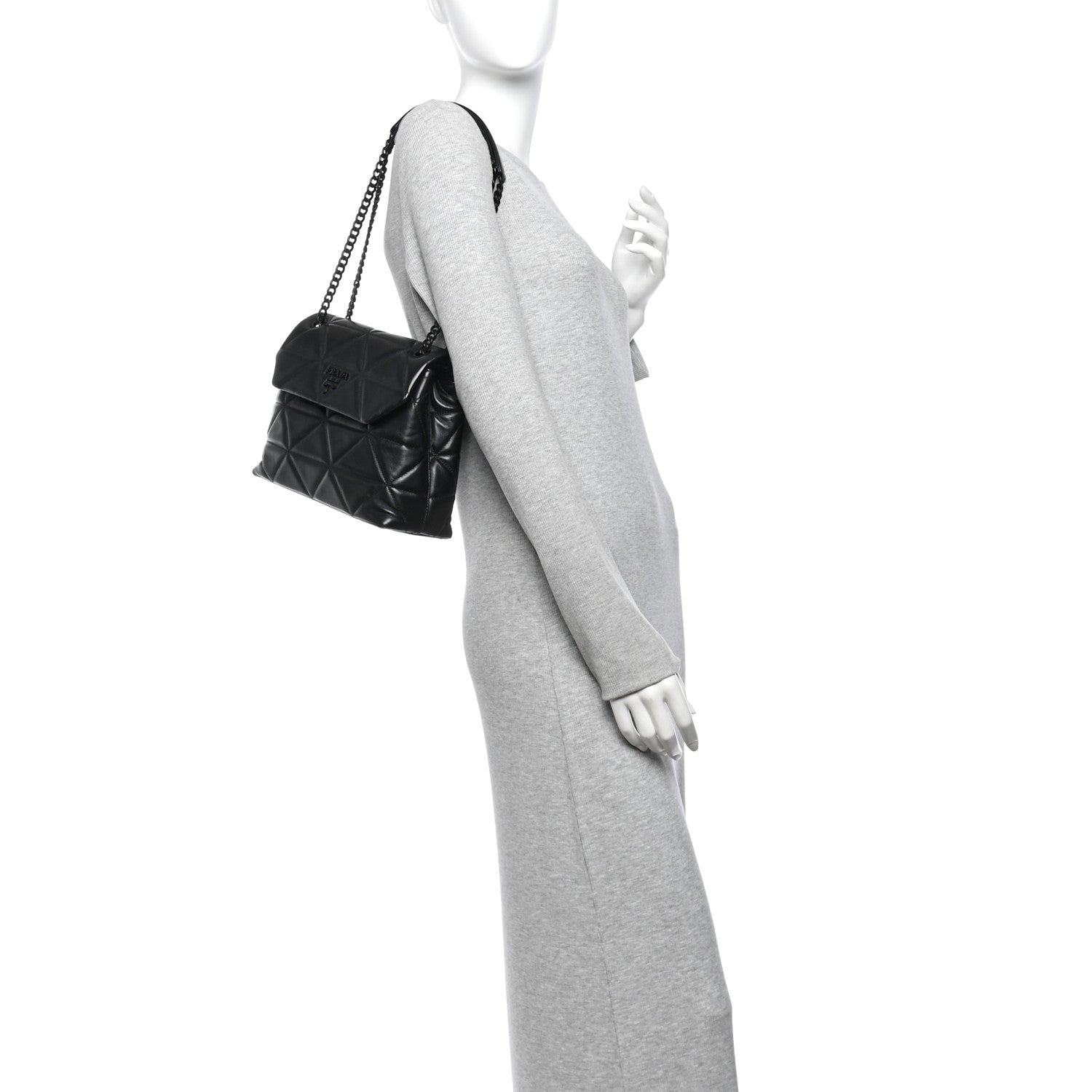 Nappa Triangle Stitched Large Spectrum Bag Black - Image 2