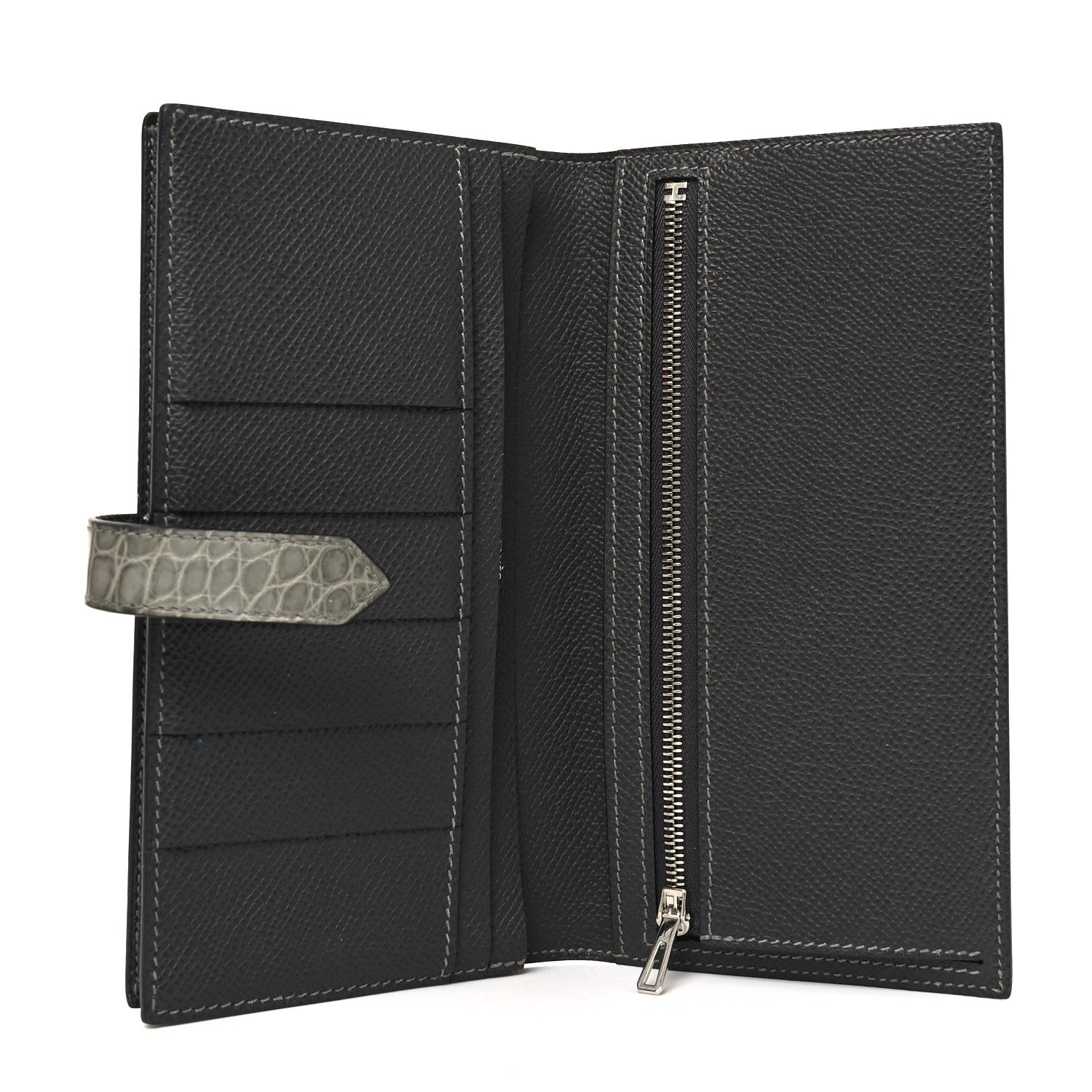 Epsom Matte Alligator Bearn Touch Gusset Wallet Graphite Gris Ciment - Image 5