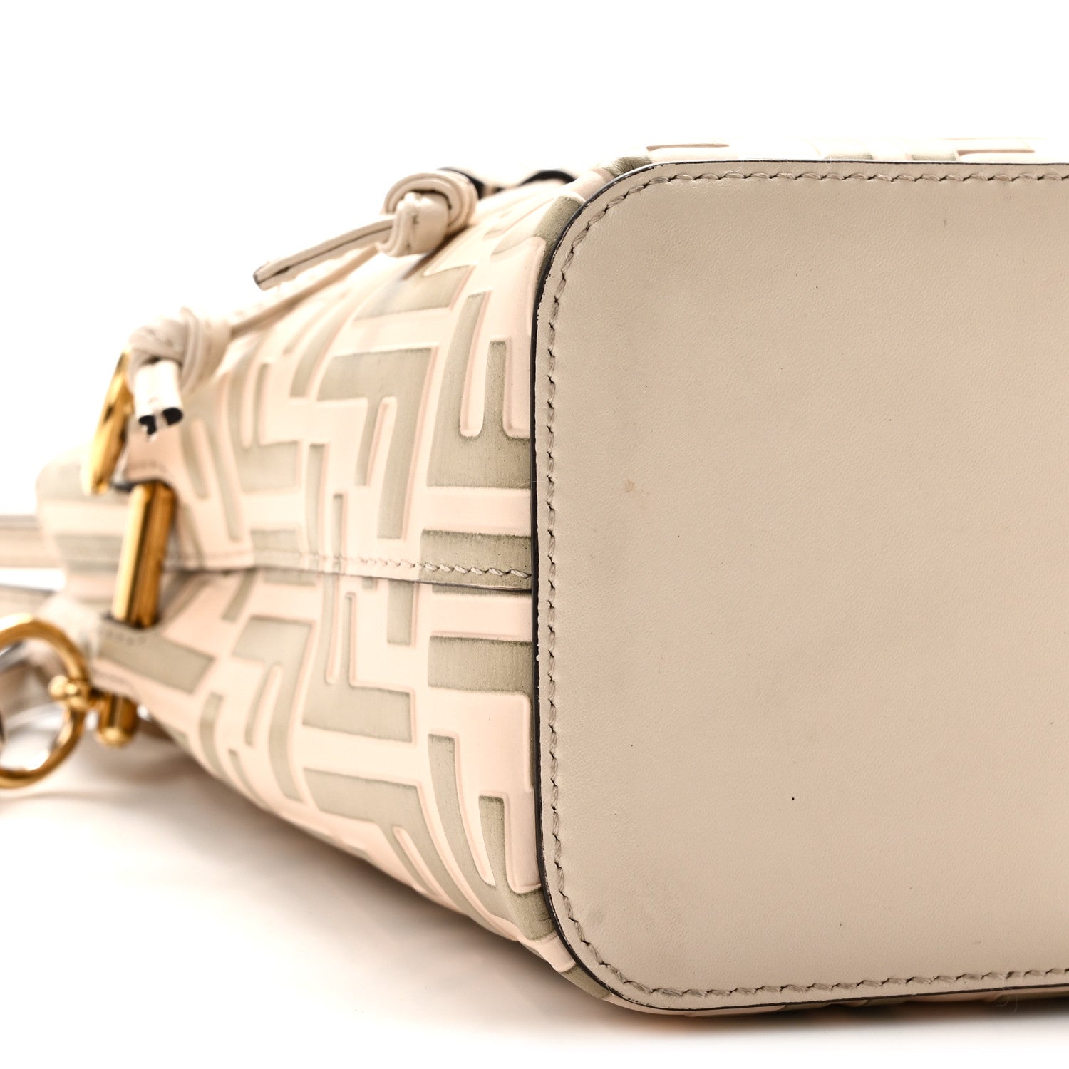Vitello Liberty F is Fendi Bi-Color FF 1974 Embossed Mini Mon Tresor Bucket Bag Camelia Mandorlo - Image 9