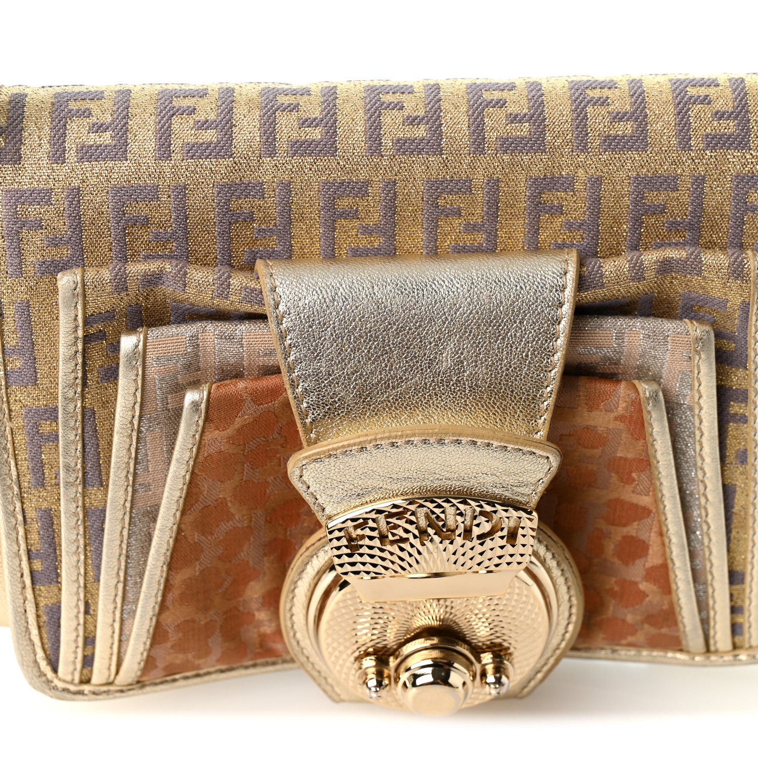 Metallic Calfskin Jacquard Zucchino Leopard Print Compilation Hobo Gold Multicolor - Image 8
