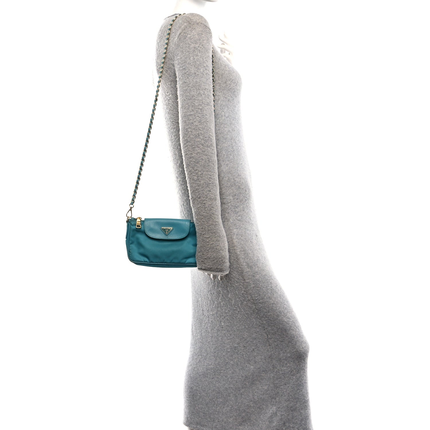 Tessuto Nylon Saffiano Crossbody Bag Turchese - Image 2