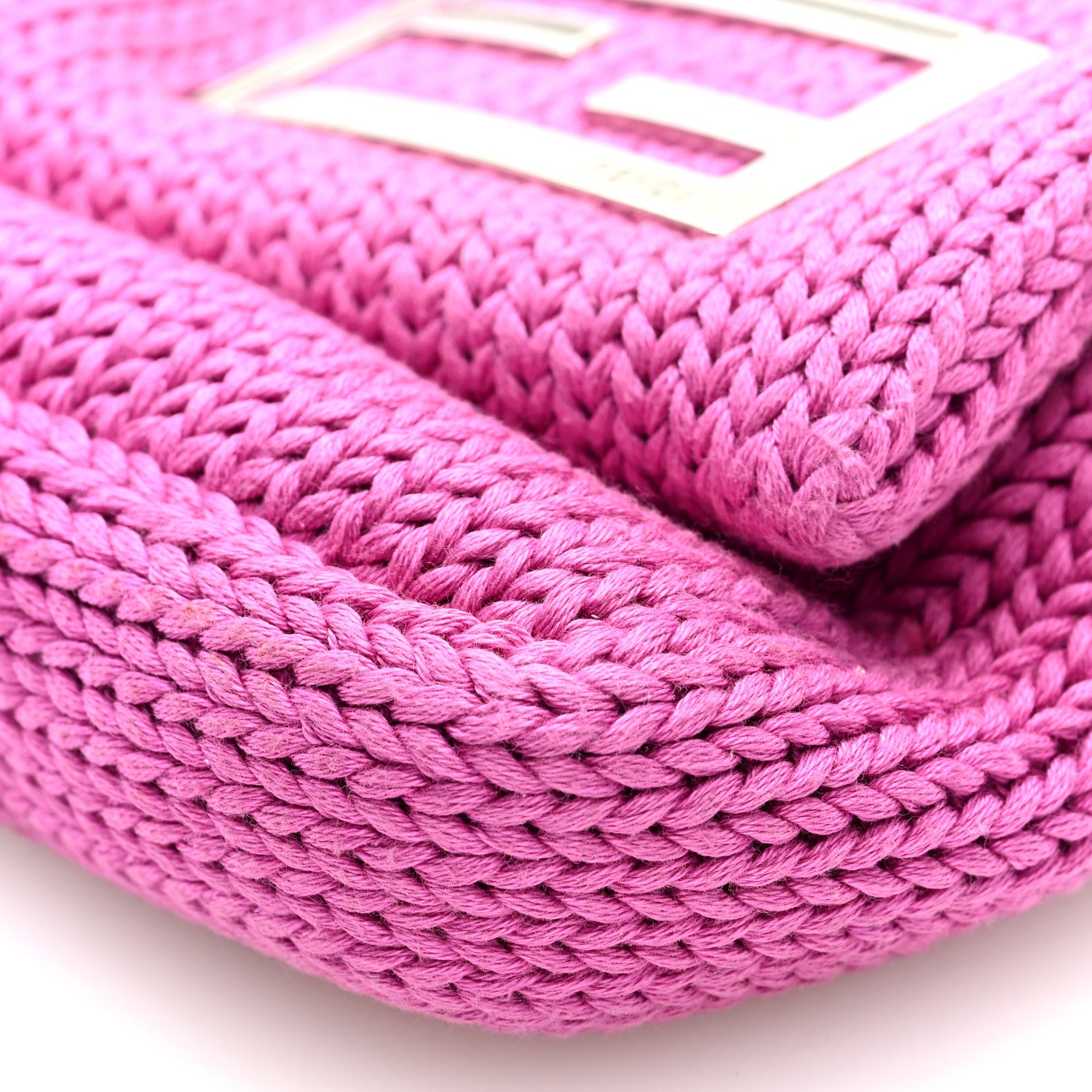 Wool Crochet Knit FF Pochette Pink - Image 9