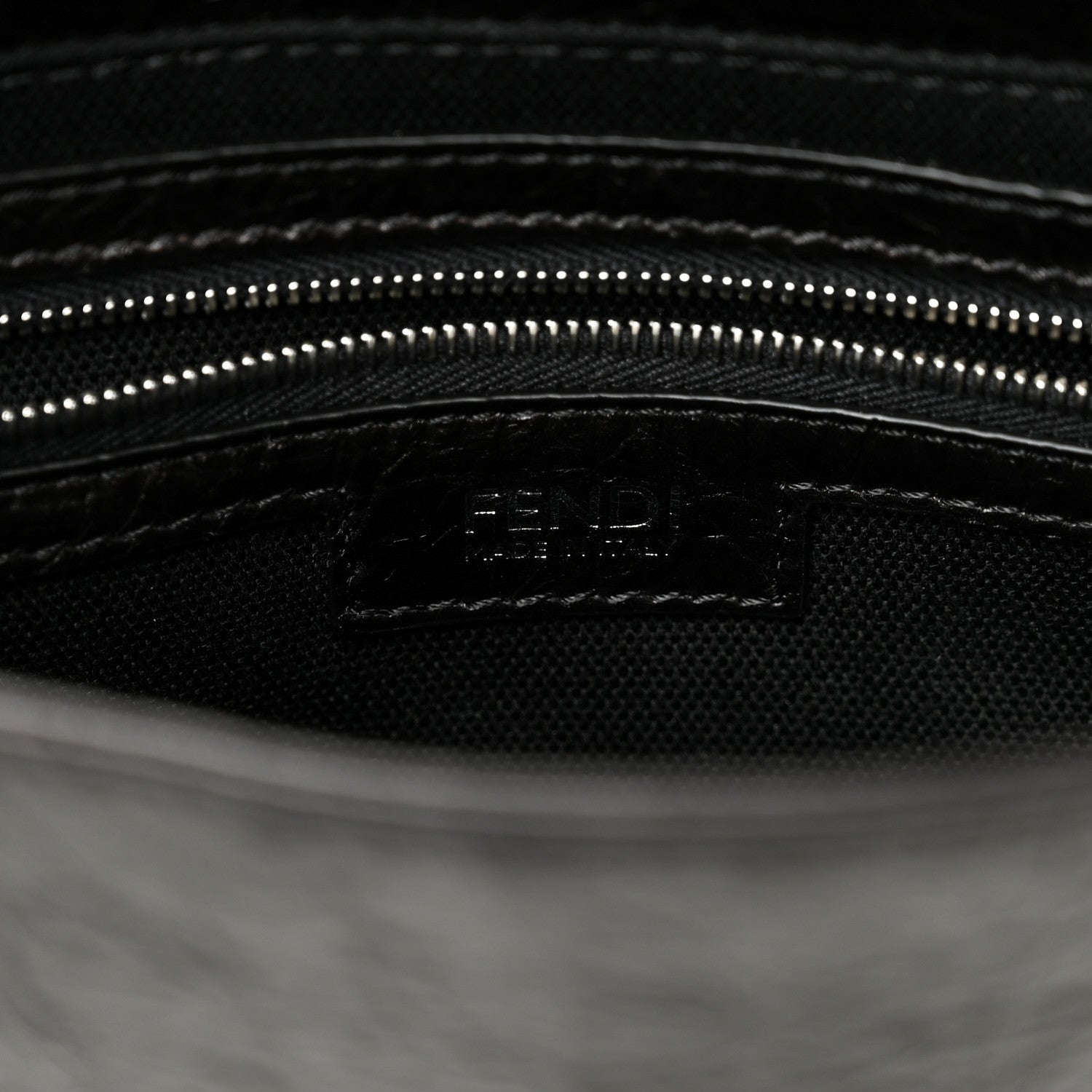 Crackled Calfskin Baguette 26424 Black - Image 6