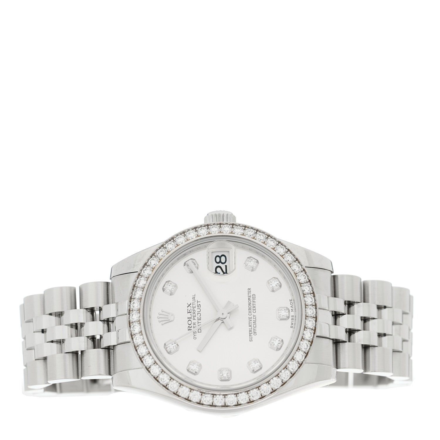 Stainless Steel 18K White Gold Diamond Bezel 31mm Oyster Perpetual Datejust Watch Silver 278384RBR - Image 4
