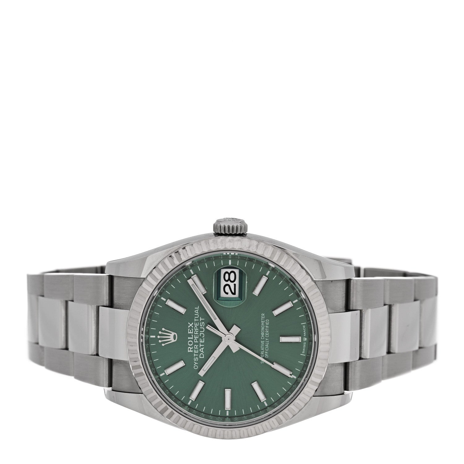 Stainless Steel 18K White Gold 36mm Oyster Perpetual Datejust Watch Mint Green 126234 - Image 2