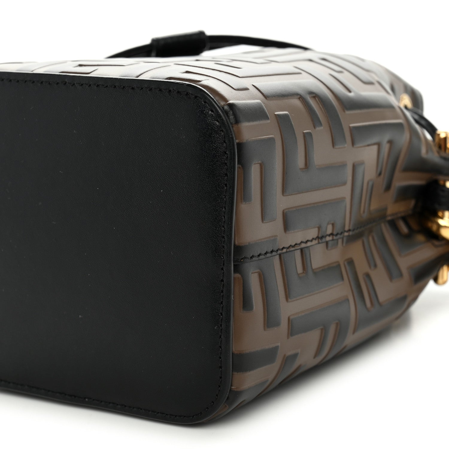 Vitello Liberty F is Fendi Bi-Color FF 1974 Embossed Mini Mon Tresor Bucket Bag Maya Black - Image 10