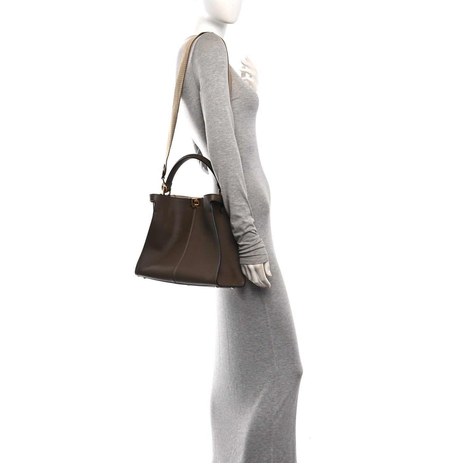 Vitello Seta Glazed Fabric FF 1974 Medium Peekaboo X-Lite Maya Mogano Panna Maya Mogano Panna - Image 2