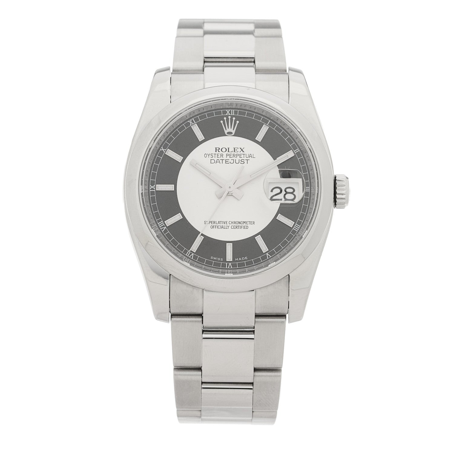 Stainless Steel 36mm Oyster Perpetual Datejust Watch Tuxedo 116200