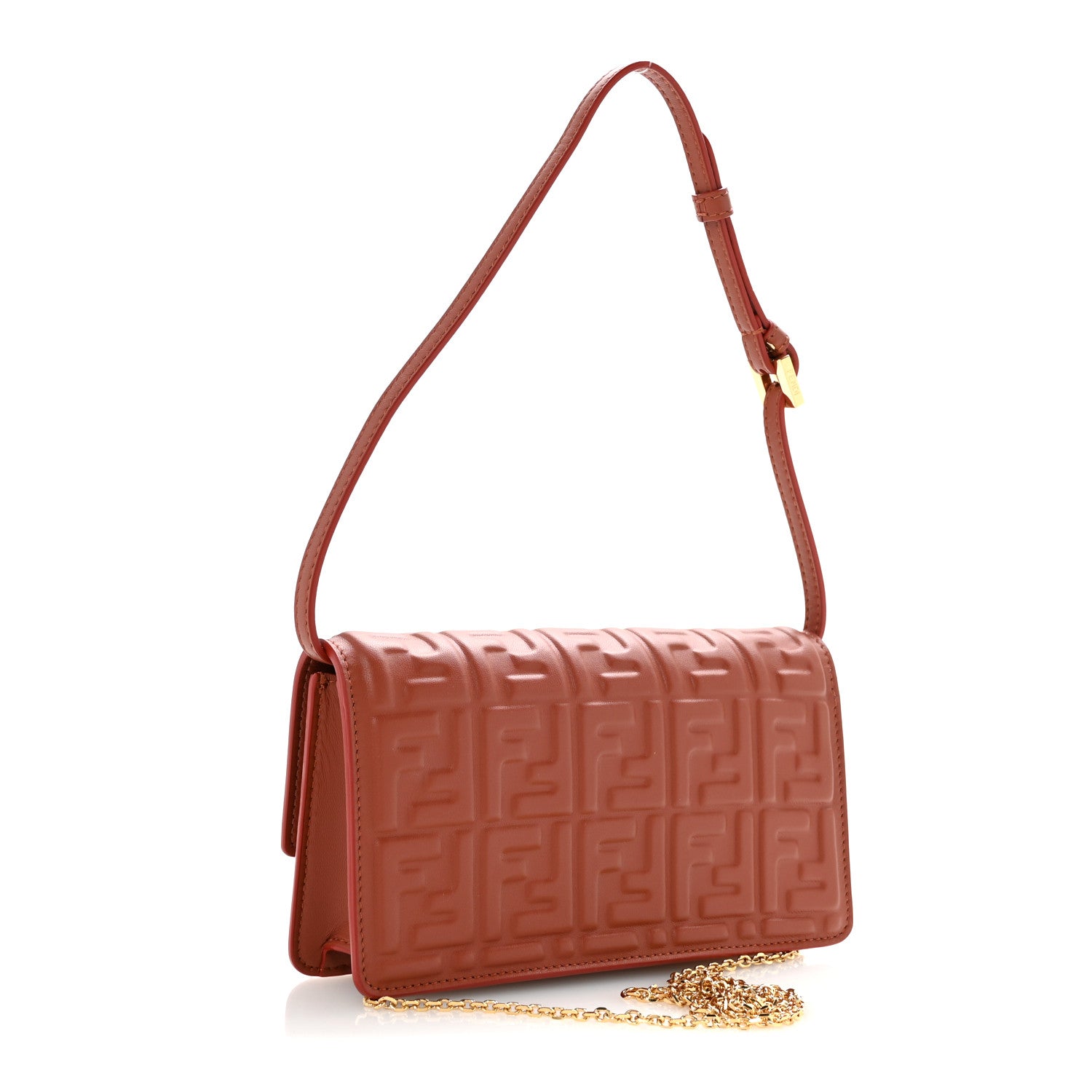 Nappa Matisse FF Embossed Wallet On Chain Baguette Sienna - Image 3