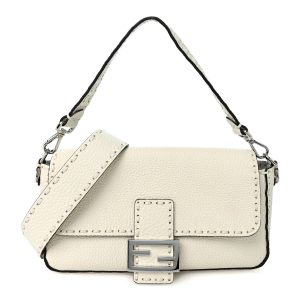 Cuoio Roma Sellerissima Nappa Sintetica Tape Stitch Baguette Bianco Ice