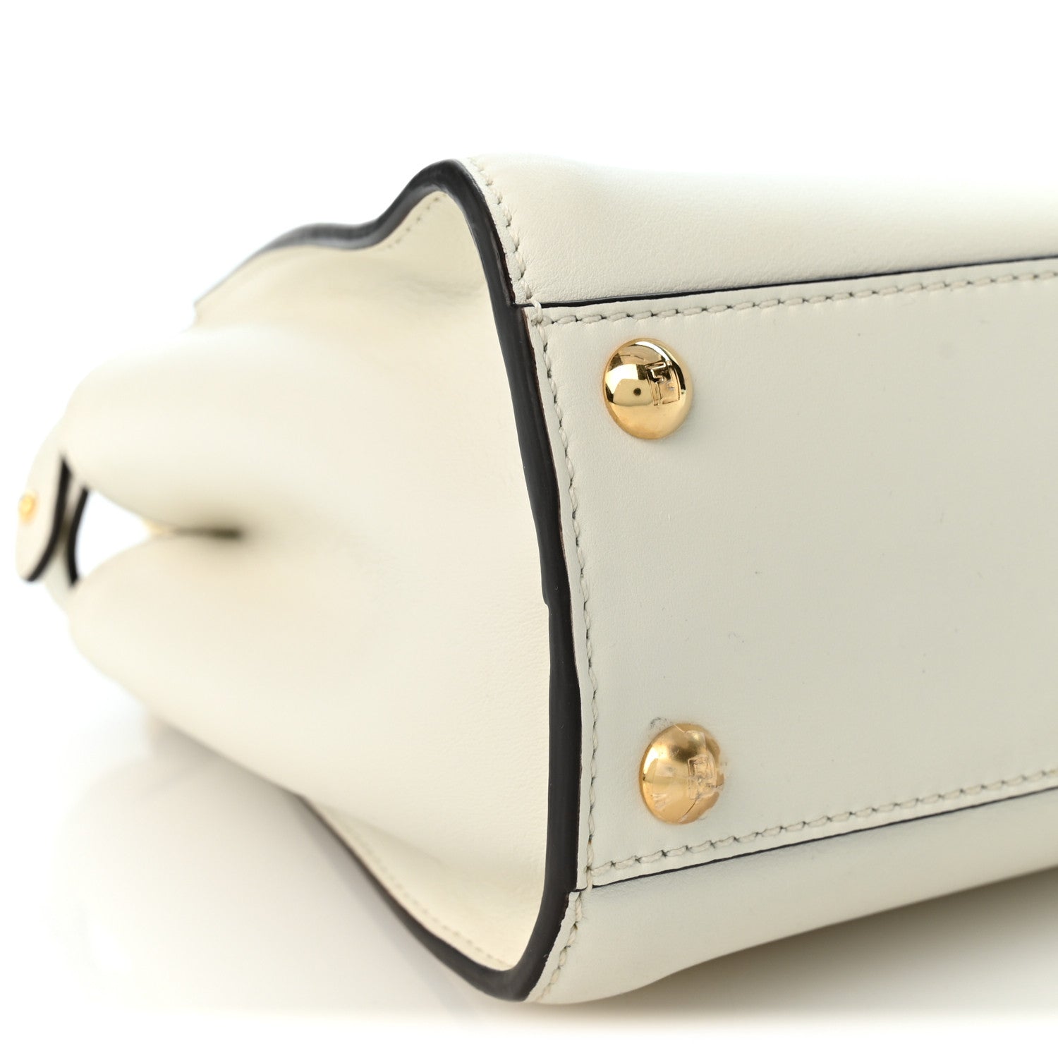 Vitello Seta Canvas FF Mini Peekaboo Iconic Satchel Uovo Sigaro Marrone - Image 10