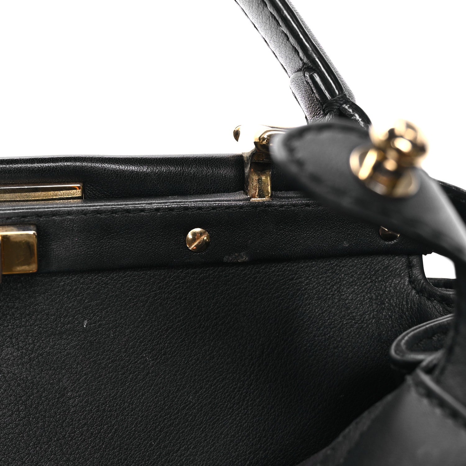 Vitello Seta Lace Up Medium Peekaboo Iconic Satchel Black - Image 11
