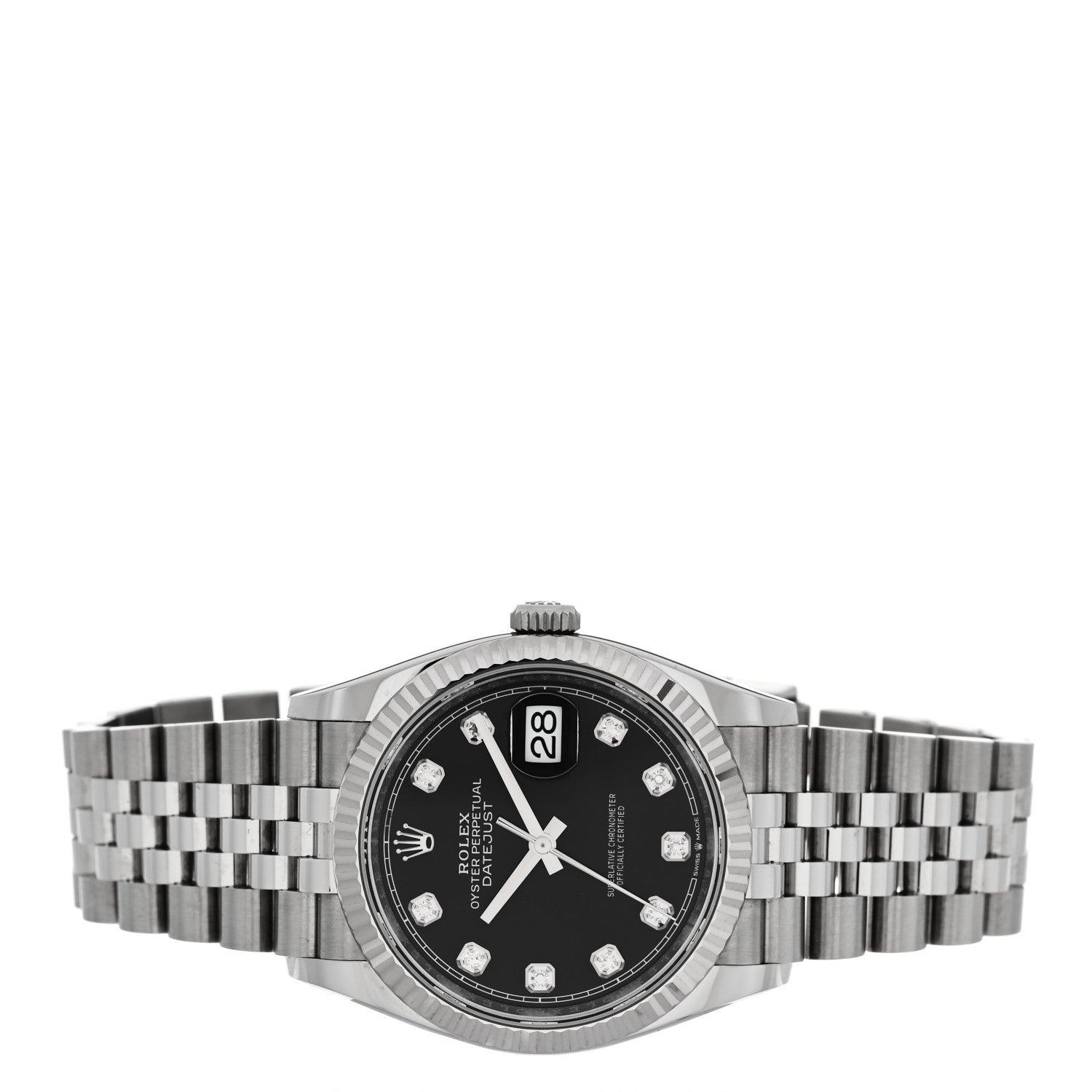 Stainless Steel 18K White Gold Diamond 36mm Oyster Perpetual Datejust Watch Black 126234 - Image 2