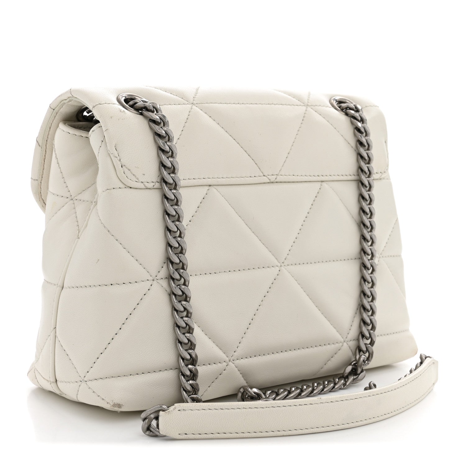 Nappa Triangle Stitched Small Spectrum Bag White - Image 3