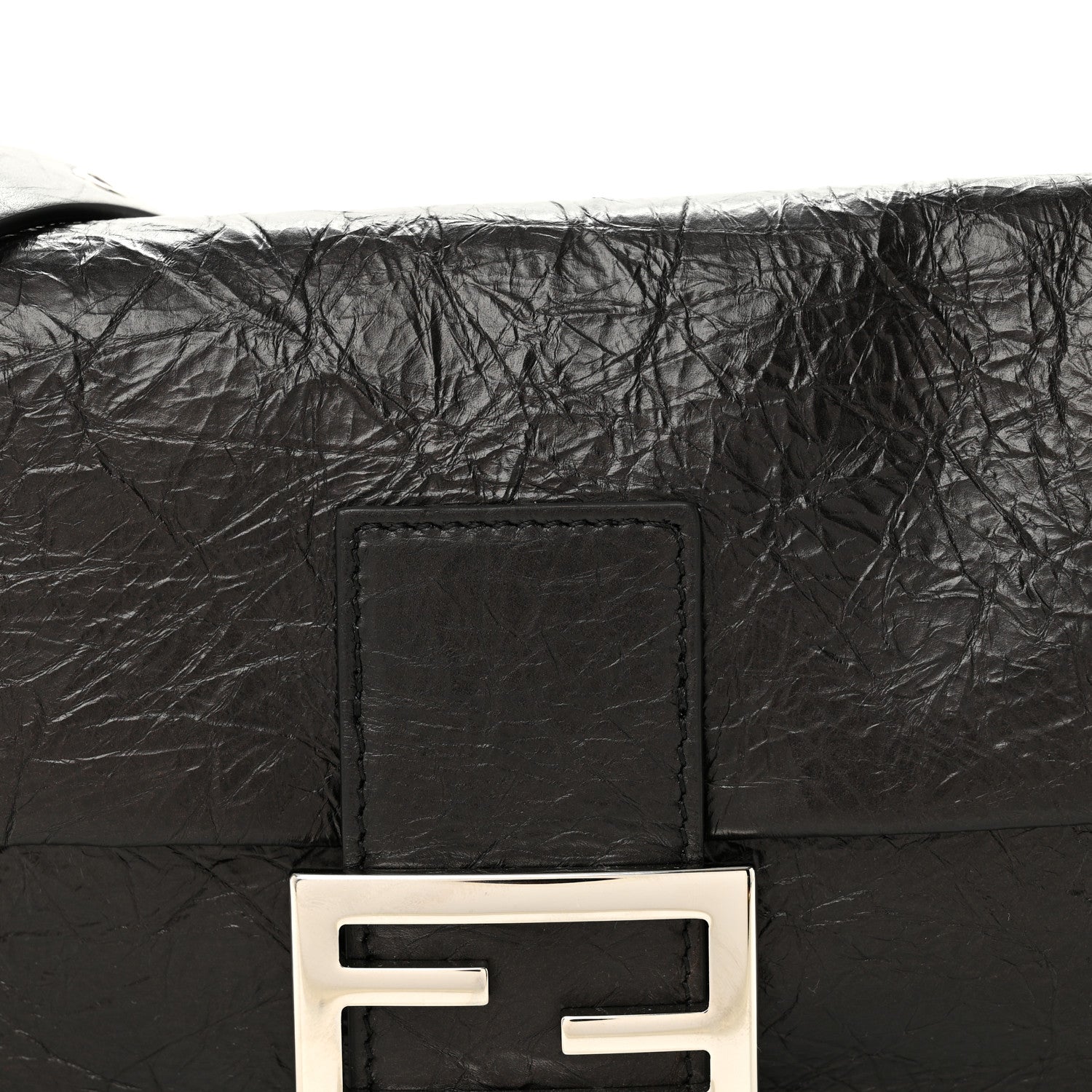 Crackled Calfskin Baguette 26424 Black - Image 8