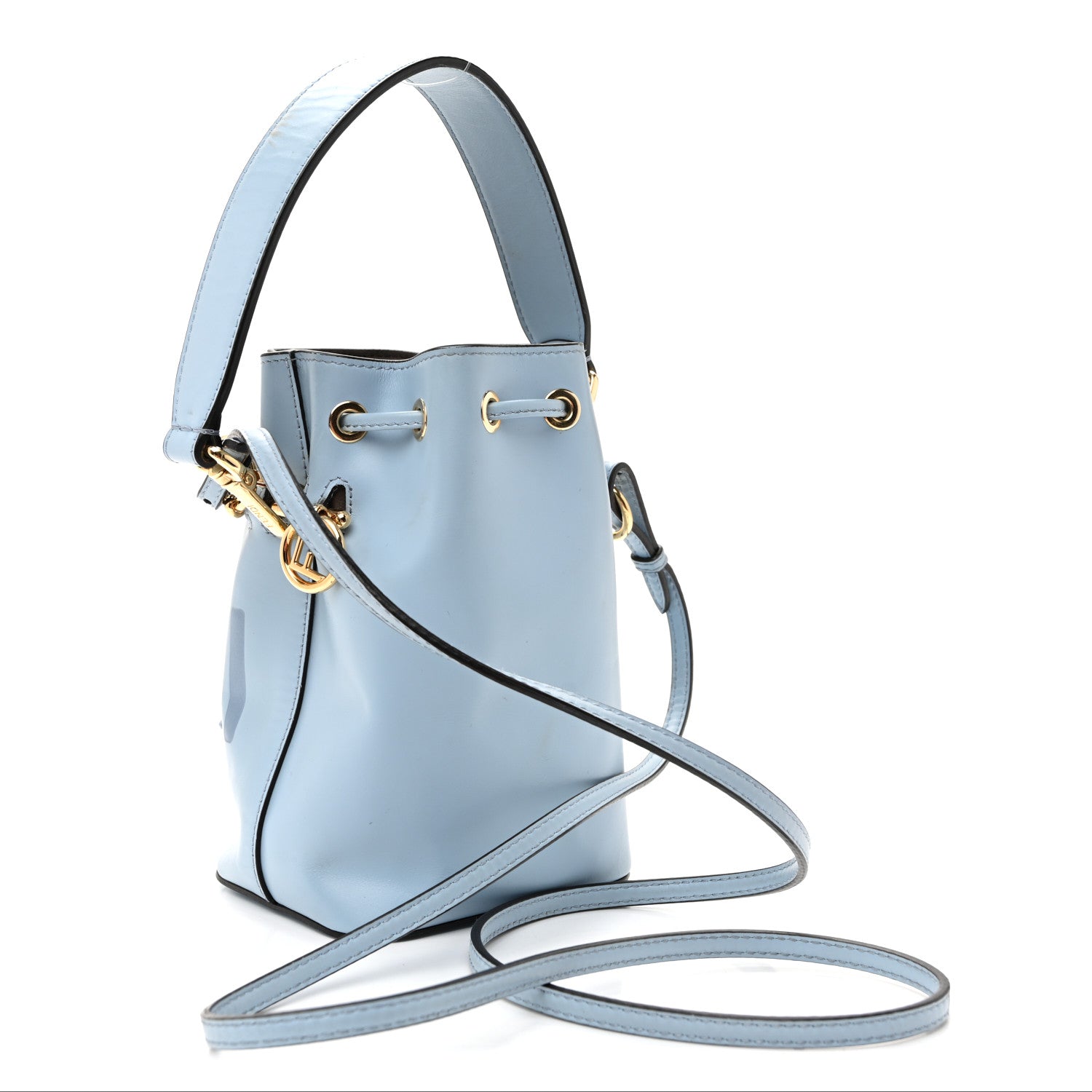 Vitello King F is Fendi Logo Embossed Mini Mon Tresor Bucket Bag Azzurro Baby Azzurro Baby - Image 3