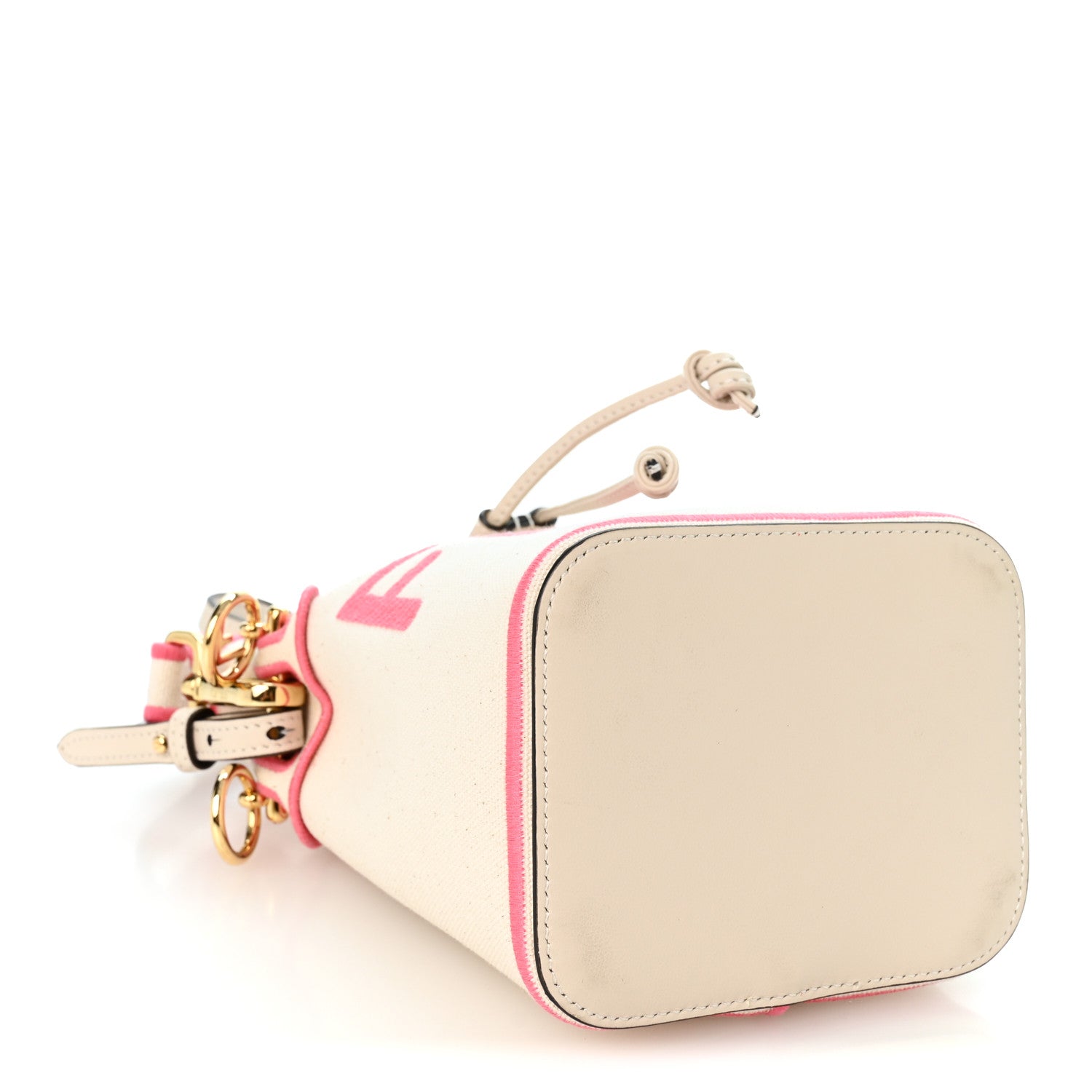 Canvas Vitello Grace F is Fendi Logo Embroidered Mini Mon Tresor Bucket Bag Grezzo Pink - Image 4