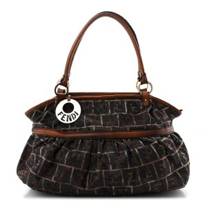 Zucca Calfskin Crocodile Embossed Large Chef Shopper Tote Tobacco