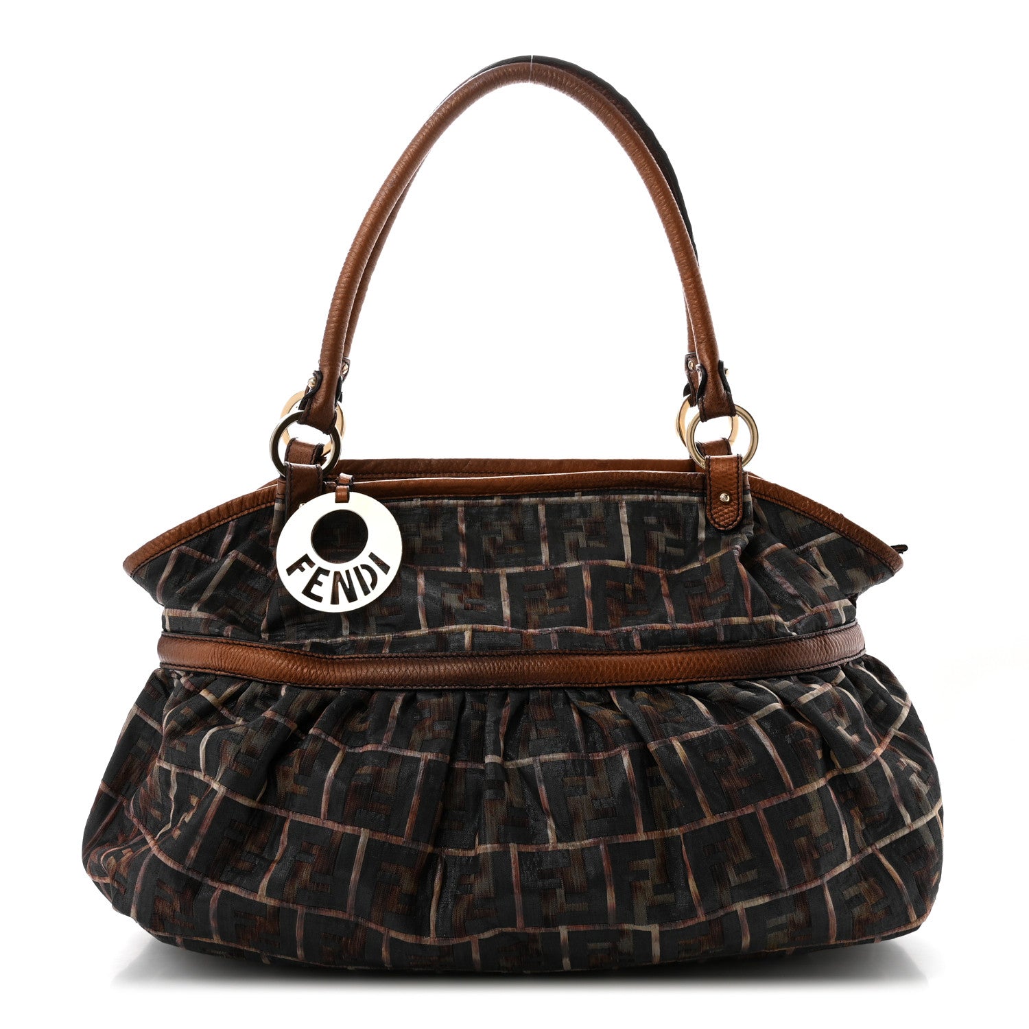 Zucca Calfskin Crocodile Embossed Large Chef Shopper Tote Tobacco
