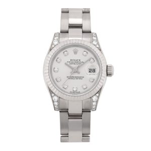 18K White Gold Diamond 26mm Oyster Perpetual Lady Datejust Watch Silver 179239