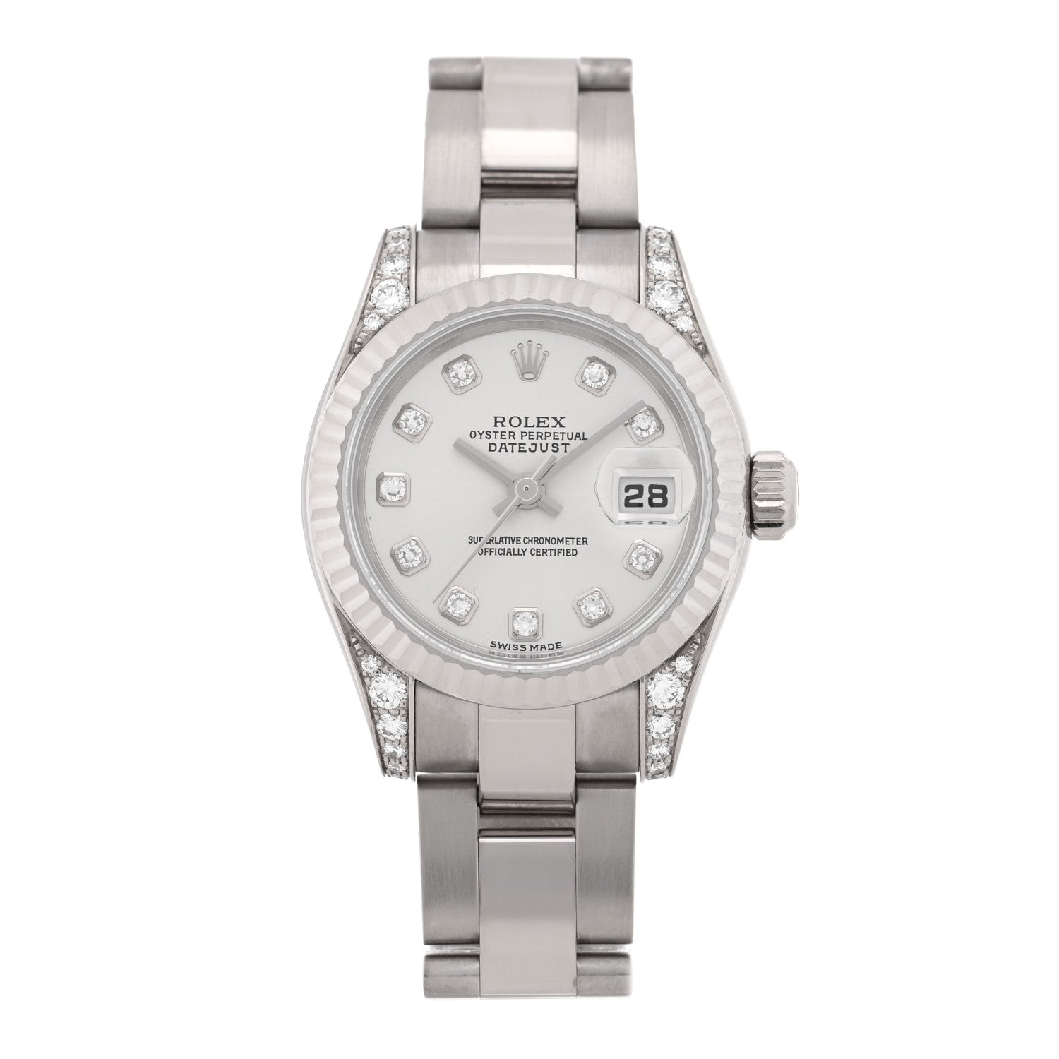 18K White Gold Diamond 26mm Oyster Perpetual Lady Datejust Watch Silver 179239